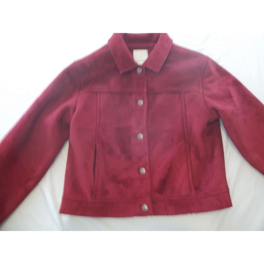 J Jill Peacoat Women Sz M Burgundy Button Wool Blend Winter Coat Boho Classic
